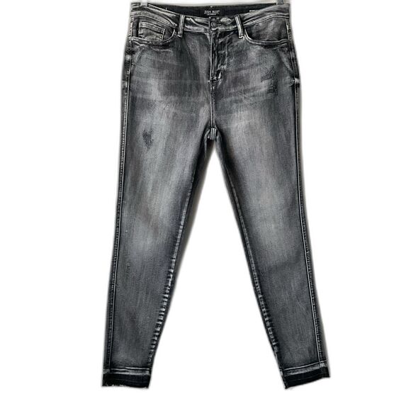 Judy Blue Black Washed Released Hem Skinny Fit Distressed Jeans 31